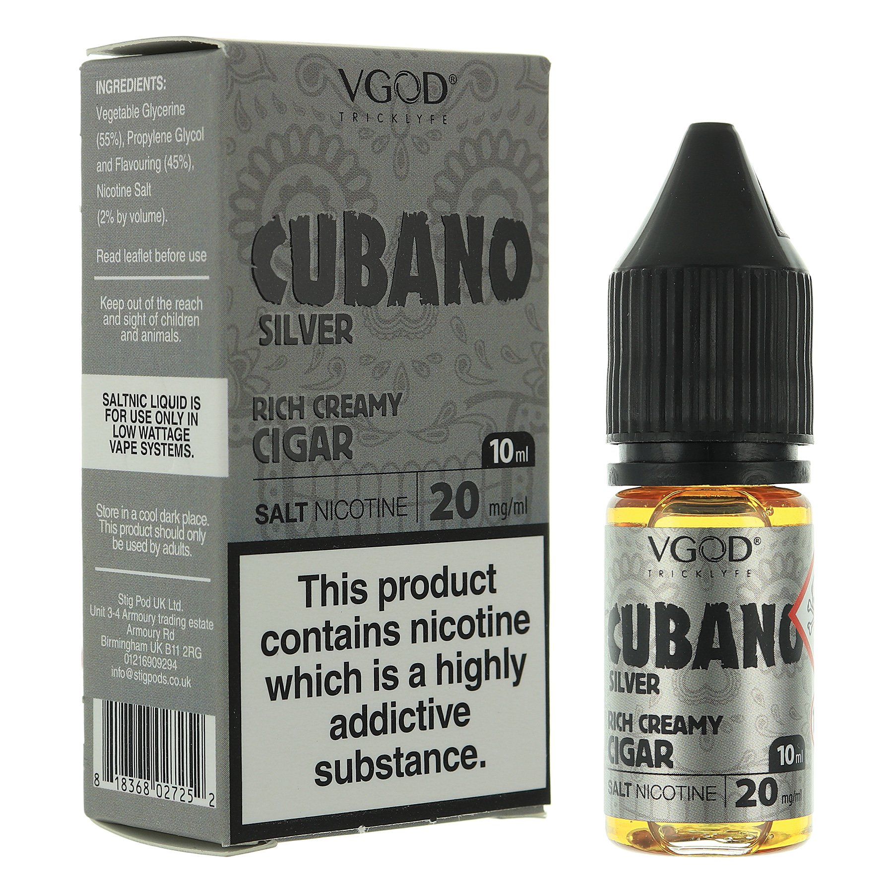 Cubano Silver Nic Salt Mg By Vgod E Liquid Ml Bottles