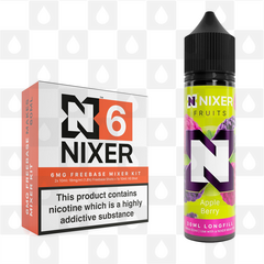 Apple Berry by Nixer E Liquid | 60ml Long Fill | Mixer Kit, Nicotine Type: Regular Nicotine, Strength & Size: 06mg • 60ml • Inc Shots (70/30)