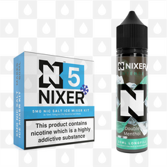 Double Menthol by Nixer E Liquid | 60ml Long Fill | Mixer Kit, Nicotine Type: Nicotine Salt, Strength & Size: 05mg Ice Salt • 60ml • Inc Shots (50/50)