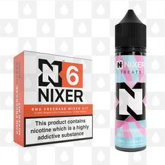 Bubblegum by Nixer E Liquid | 60ml Long Fill | Mixer Kit, Nicotine Type: Regular Nicotine, Strength & Size: 06mg • 60ml • Inc Shots (70/30)