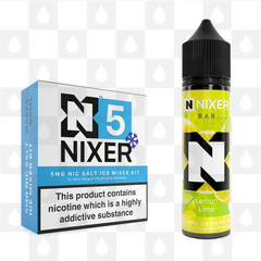 Lemon Lime by Nixer E Liquid | 60ml Long Fill | Mixer Kit, Nicotine Type: Nicotine Salt, Strength & Size: 05mg Ice Salt • 60ml • Inc Shots (50/50)