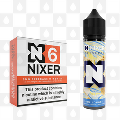 Peanut Cheesecake by Nixer E Liquid | 60ml Long Fill | Mixer Kit, Nicotine Type: Regular Nicotine, Strength & Size: 06mg • 60ml • Inc Shots (70/30)