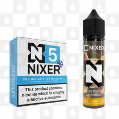 Salted Caramel Macchiato by Nixer E Liquid | 60ml Long Fill | Mixer Kit, Nicotine Type: Nicotine Salt, Strength & Size: 05mg Ice Salt • 60ml • Inc Shots (50/50)