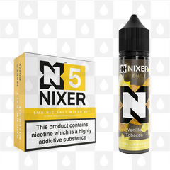 Vanilla Tobacco by Nixer E Liquid | 60ml Long Fill | Mixer Kit, Strength & Size: Salt 05mg • 60ml • Inc Shots (50/50)