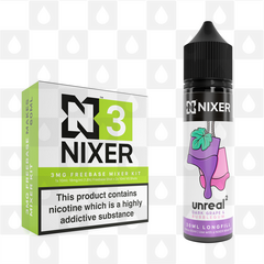 Dark Grape & Bubblegum by Unreal 2 x Nixer E Liquid | 60ml Long Fill, Strength & Size: 03mg • 60ml • Inc Shots (70/30)