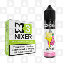 Lemon & Raspberry by Unreal 2 x Nixer E Liquid | 60ml Long Fill, Nicotine Type: Nicotine Free, Strength & Size: 00mg • 60ml • Inc VG/PG Shots (50/50)