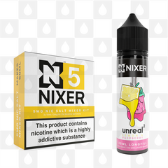 Lemon & Raspberry by Unreal 2 x Nixer E Liquid | 60ml Long Fill, Nicotine Type: Nicotine Salt, Strength & Size: 05mg Salt • 60ml • Inc Shots (50/50)
