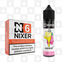 Lemon & Raspberry by Unreal 2 x Nixer E Liquid | 60ml Long Fill, Nicotine Type: Regular Nicotine, Strength & Size: 06mg • 60ml • Inc Shots (70/30)
