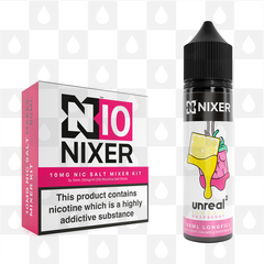 Lemon & Raspberry by Unreal 2 x Nixer E Liquid | 60ml Long Fill, Nicotine Type: Nicotine Salt, Strength & Size: 10mg Salt • 60ml • Inc Shots (50/50)