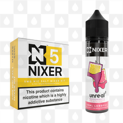 Passionfruit & Grapefruit by Unreal 2 x Nixer E Liquid | 60ml Long Fill, Nicotine Type: Nicotine Salt, Strength & Size: 05mg Salt • 60ml • Inc Shots (50/50)