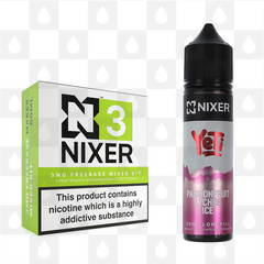 Passionfruit Lychee by Yeti x Nixer E Liquid | 60ml Long Fill, Strength & Size: 03mg • 60ml • Inc Shots (70/30)