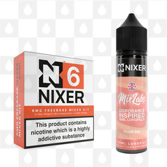 Peach Ice by Mix Labs x Nixer E Liquid | 60ml Long Fill, Nicotine Type: Regular Nicotine, Strength & Size: 06mg • 60ml • Inc Shots (70/30)