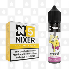 Pineapple & Passionfruit by Unreal 2 x Nixer E Liquid | 60ml Long Fill, Nicotine Type: Nicotine Salt, Strength & Size: 05mg Salt • 60ml • Inc Shots (50/50)