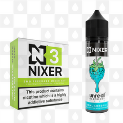 Blue by Unreal x Nixer E Liquid | 60ml Long Fill, Nicotine Type: Nicotine Free, Strength & Size: 00mg • 60ml • Inc VG/PG Shots (50/50)
