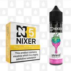 Pink by Unreal x Nixer E Liquid | 60ml Long Fill, Nicotine Type: Nicotine Salt, Strength & Size: 05mg Salt • 60ml • Inc Shots (50/50)
