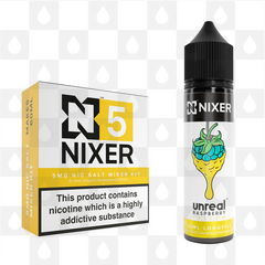 Yellow by Unreal x Nixer E Liquid | 60ml Long Fill, Nicotine Type: Nicotine Salt, Strength & Size: 05mg Salt • 60ml • Inc Shots (50/50)