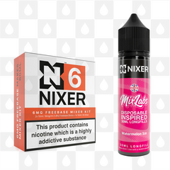 Watermelon Ice by Mix Labs x Nixer E Liquid | 60ml Long Fill, Nicotine Type: Regular Nicotine, Strength & Size: 06mg • 60ml • Inc Shots (70/30)