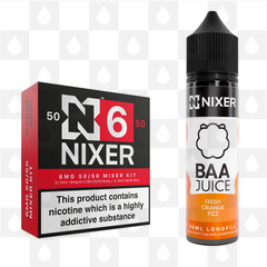Fresh Orange Fizz by Baa Juice x Nixer E Liquid | 60ml Long Fill, Nicotine Type: Regular Nicotine, Strength & Size: 06mg • 60ml • Inc Shots (50/50)