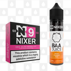 Fresh Orange Fizz by Baa Juice x Nixer E Liquid | 60ml Long Fill, Nicotine Type: Regular Nicotine, Strength & Size: 09mg • 60ml • Inc Shots (50/50)