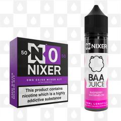 Raspberry Watermelon by Baa Juice x Nixer E Liquid | 60ml Long Fill, Nicotine Type: Nicotine Free, Strength & Size: 00mg • 60ml • Inc VG/PG Shots (50/50)