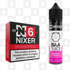 Raspberry Watermelon by Baa Juice x Nixer E Liquid | 60ml Long Fill, Nicotine Type: Regular Nicotine, Strength & Size: 06mg • 60ml • Inc Shots (50/50)