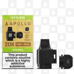 Gold Bar Apollo 20K Replacement Pod & Tank, Strength & Puff Count: 20mg • 4000 Puffs, Flavour: Sour Apple