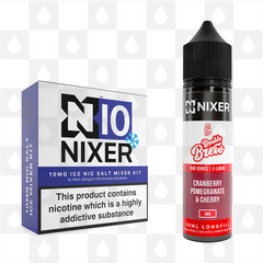 Cranberry, Pomegranate & Cherry by Ohm Brew x Nixer E Liquid | 60ml Long Fill, Nicotine Type: Nicotine Salt, Strength & Size: 10mg Salt Ice • 60ml • Inc Shots (50/50)