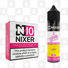 J Fruit by Ohm Brew x Nixer E Liquid | 60ml Long Fill, Nicotine Type: Nicotine Salt, Strength & Size: 10mg Salt • 60ml • Inc Shots (50/50)