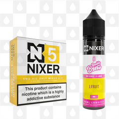 J Fruit by Ohm Brew x Nixer E Liquid | 60ml Long Fill, Nicotine Type: Nicotine Salt, Strength & Size: 05mg Salt • 60ml • Inc Shots (50/50)