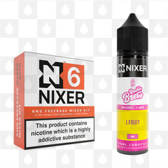 J Fruit by Ohm Brew x Nixer E Liquid | 60ml Long Fill, Nicotine Type: Regular Nicotine, Strength & Size: 06mg • 60ml • Inc Shots (70/30)