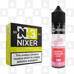 Raspberry, Strawberry & Cherry by Ohm Brew x Nixer E Liquid | 60ml Long Fill, Nicotine Type: Regular Nicotine, Strength & Size: 03mg • 60ml • Inc Shots (50/50)