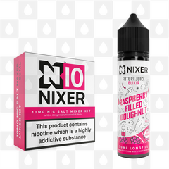 Raspberry Filled Doughnut by Future Juice x Nixer E Liquid | 60ml Long Fill, Nicotine Type: Nicotine Salt, Strength & Size: 10mg Salt • 60ml • Inc Shots (50/50)