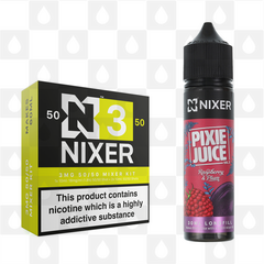 Raspberry & Plum by Pixie Juice x Nixer E Liquid | 60ml Long Fill, Nicotine Type: Regular Nicotine, Strength & Size: 03mg • 60ml • Inc Shots (50/50)
