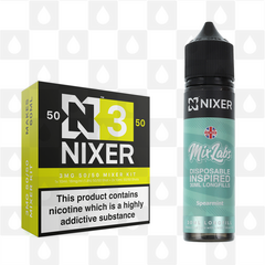 Spearmint by Mix Labs x Nixer E Liquid | 60ml Long Fill, Nicotine Type: Regular Nicotine, Strength & Size: 03mg • 60ml • Inc Shots (50/50)
