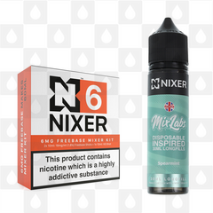 Spearmint by Mix Labs x Nixer E Liquid | 60ml Long Fill, Nicotine Type: Regular Nicotine, Strength & Size: 06mg • 60ml • Inc Shots (70/30)