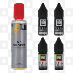 UK Smokes by T-Juice E Liquid | 60ml Long Fill, Nicotine Type: Regular Nicotine, Strength & Size: 06mg • 60ml • Inc Shots (50/50)