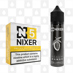 Mango by Beaum x Nixer E Liquid | 60ml Long Fill, Nicotine Type: Nicotine Salt, Strength & Size: 05mg Salt • 60ml • Inc Shots (50/50)