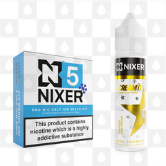 Peaches and Cream by Cream It x Nixer E Liquid | 60ml Long Fill, Nicotine Type: Nicotine Salt, Strength & Size: 05mg Ice Salt • 60ml • Inc Shots (50/50)