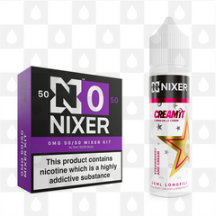 Strawberry and Cream by Cream It x Nixer E Liquid | 60ml Long Fill, Nicotine Type: Nicotine Free, Strength & Size: 00mg • 60ml • Inc VG/PG Shots (50/50)