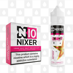 Strawberry and Cream by Cream It x Nixer E Liquid | 60ml Long Fill, Nicotine Type: Nicotine Salt, Strength & Size: 10mg Salt • 60ml • Inc Shots (50/50)