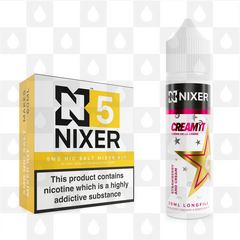 Strawberry and Cream by Cream It x Nixer E Liquid | 60ml Long Fill, Nicotine Type: Nicotine Salt, Strength & Size: 05mg Salt • 60ml • Inc Shots (50/50)