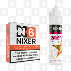 Strawberry and Cream by Cream It x Nixer E Liquid | 60ml Long Fill, Nicotine Type: Regular Nicotine, Strength & Size: 06mg • 60ml • Inc Shots (70/30)