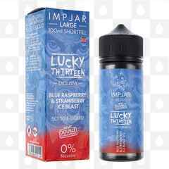 Blue Raspberry & Strawberry Ice Blast by Imp Jar x Lucky 13 E Liquid | 100ml Short Fill, Strength & Size: 0mg • 100ml (120ml Bottle)
