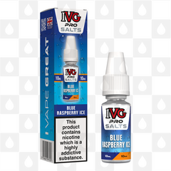 Blue Raspberry Ice by IVG Pro E Liquid | 10ml Nic Salt, Strength & Size: 10mg • 10ml