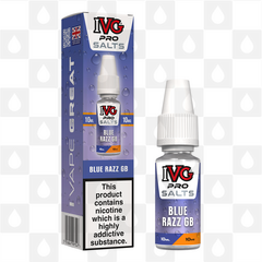 Blue Razz GB by IVG Pro E Liquid | 10ml Nic Salt, Strength & Size: 10mg • 10ml
