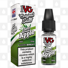 Sour Green Apple by IVG Original E Liquid | 10ml Nic Salt, Strength & Size: 20mg • 10ml