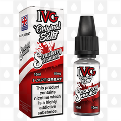 Strawberry Sensation by IVG Original E Liquid | 10ml Nic Salt, Strength & Size: 10mg • 10ml