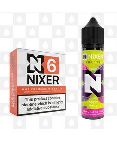 Apple Berry by Nixer E Liquid | 60ml Long Fill | Mixer Kit, Nicotine Type: Regular Nicotine, Strength & Size: 06mg • 60ml • Inc Shots (70/30)