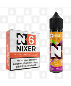 Fruit Twist by Nixer E Liquid | 60ml Long Fill | Mixer Kit, Nicotine Type: Regular Nicotine, Strength & Size: 6mg • 60ml • Inc. Shots (70/30)