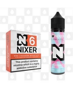 Bubblegum by Nixer E Liquid | 60ml Long Fill | Mixer Kit, Nicotine Type: Regular Nicotine, Strength & Size: 6mg • 60ml • Inc. Shots (70/30)